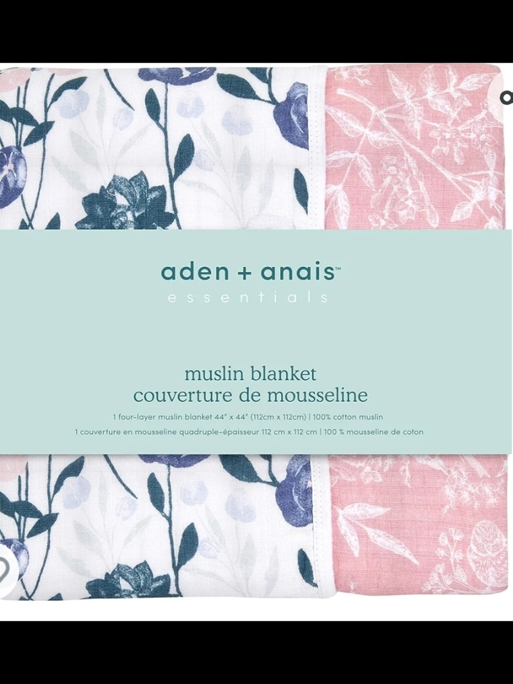 aden + anais Floral Muslin Blanket in Pink and Navy